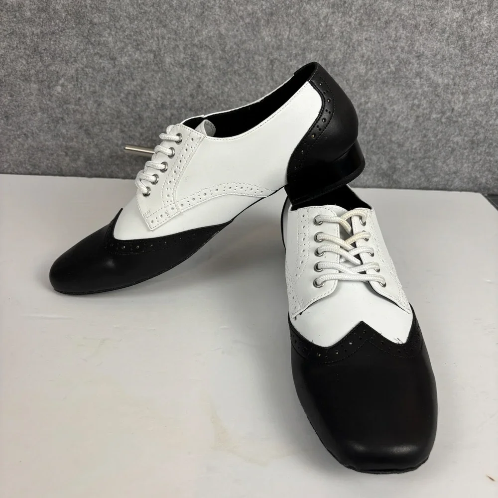 Very Fine Party Party Dance Shoes Mens 11.5 Black White Leather Wingtip PP301